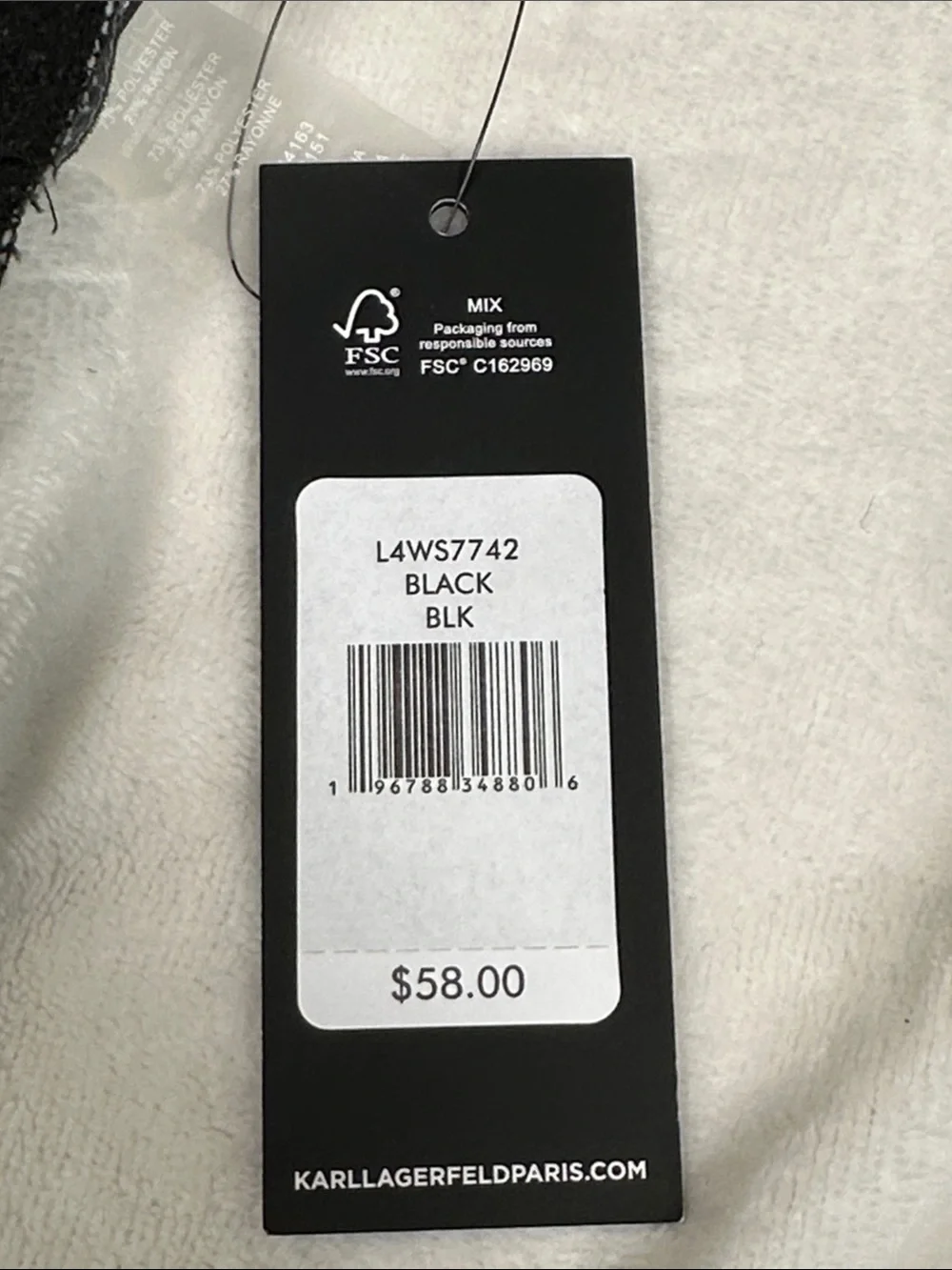 NWT! Karl Lagerfeld Black and White Logo Knit Scarf